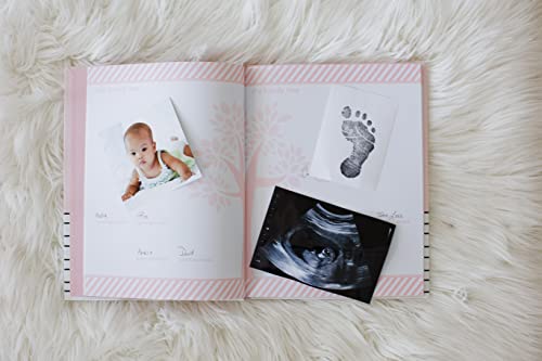 Pearhead Hello Beautiful First 5 Years Baby Memory Book with 3x3 Photo Insert, Baby Girl Keepsake Gift, Gift For New And Expecting Moms, 50 Fill In Pages, Pink
