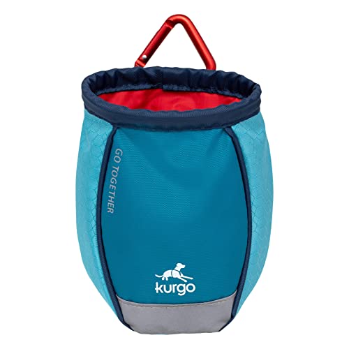 Kurgo Dog Training Treat Pouch Bag, Treat Bags for Dogs, Portable Pet Pocket Waist Clip Bag, Reflective Snack Bag for Pets, Includes Clip and Carabiner, Go Stuff-It Bag, Coastal Blue