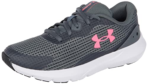 Under Armour Women's Surge 3 Sneaker, (103) Pitch Gray/White/Cerise, 6