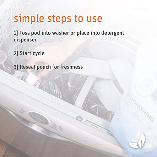 Grab Green Automatic Dishwashing Detergent Pods, 60 Count, Tangerine Lemongrass Scent, Plant and Mineral Based, Superior Cleaning, Powerful Grease Removal, Brilliant Shine