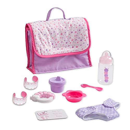 JC Toys - La Newborn | 10 Piece Deluxe Diaper Bag Gift Set | Feat. 13' Realistic Smiling Baby Newborn Doll | All Vinyl | Washable | Ages 2+ (18332) , Pink
