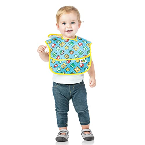 Bumkins Nintendo Super Mario SuperBib, Baby Bib, Waterproof, Washable, Stain and Odor Resistant, 6-24 Months (Pack of 2) - Classic and Icons