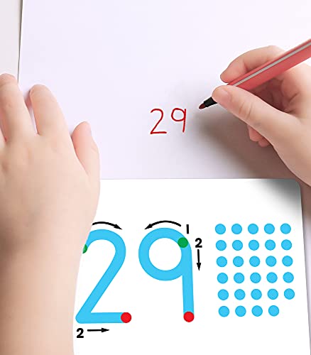 Key Education Textured Touch and Trace Numbers Cards—Color-Coded Numbers 0-30 Cards with Tracing Points and Directional Arrows, Math Learning and Number Formation Skills (31 pc)