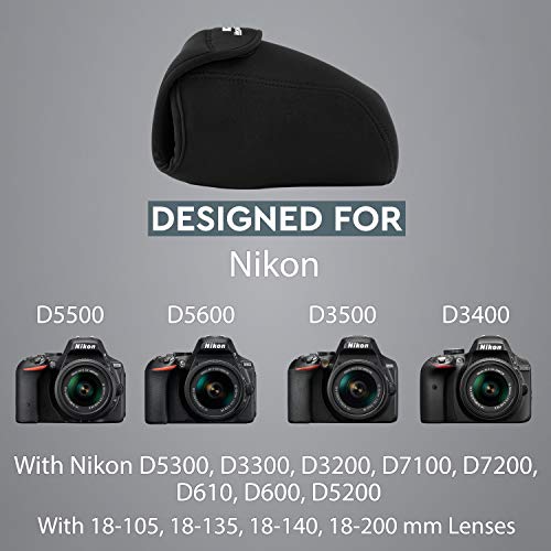 Megagear Nikon D5600, D3400, D5500, D7200, D3300, D810, D5300, D610, D7100, D600, D800, D3200 Ultra Light Neoprene Camera Case, With Carabiner - Black - MG091