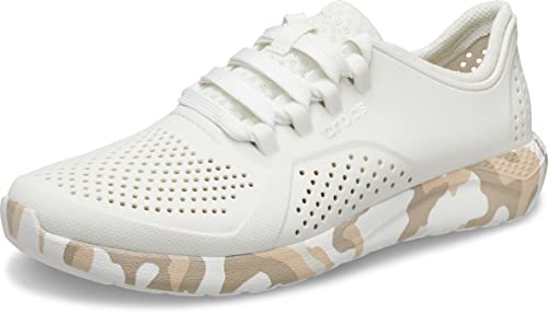Crocs Women's Literide Pacer Lace-Up Sneakers, Camo/Almost Whi, 6 Women