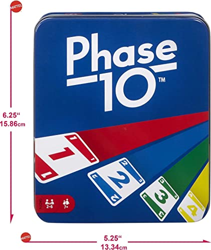 Mattel Games Phase 10 Card Game for Families, Adults and Kids, Challenging and Exciting Rummy-Style Play in a Storage Tin [Amazon Exclusive]