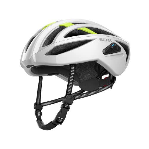 Sena R2X Smart Road Cycling Helmet with Alexa Built-in and Mesh Intercom (Matte White, Large)