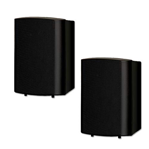 Theater Solutions TS425ODB Indoor or Outdoor Speakers Weatherproof Mountable Black Pair,4.25-Inch