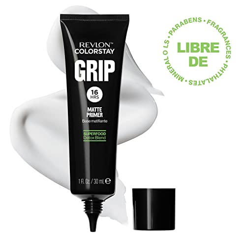 Revlon ColorStay Grip Primer, Mattifying, Blurring and Oil Absorbing Face Makeup, Absorb Sebum, Blurs Imperfections and Reduces Pore Appearance, 1 fl oz.