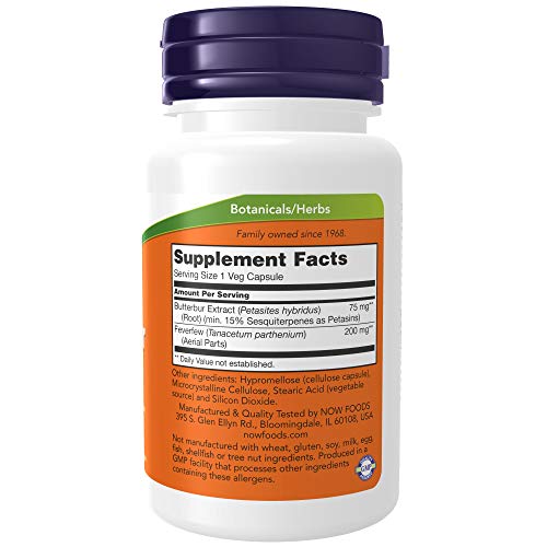 NOW Supplements, Butterbur with Feverfew, Neurological Support*, 60 Veg Capsules
