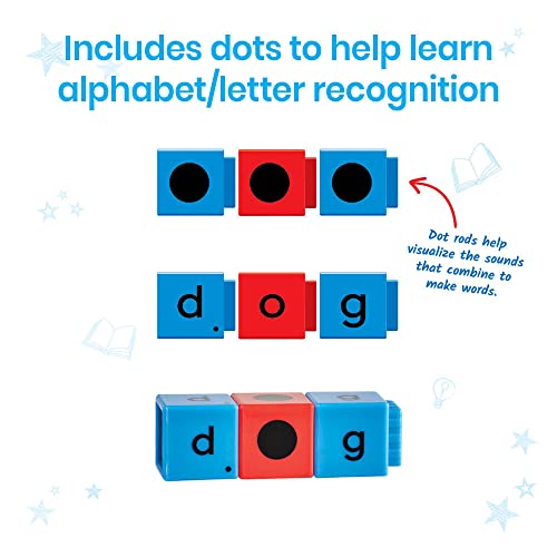 hand2mind Reading Rods Alphabet and CVC Words, Word Building Activities, Letter Blocks, CVC Words for Kindergarten, Spelling Toys, Reading Tools for Kids, Science of Reading Manipulatives