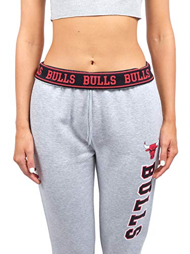 Ultra Game NBA Chicago Bulls Womens Jogger Pants Active Basic Fleece Sweatpants , Heather Gray, X-Large