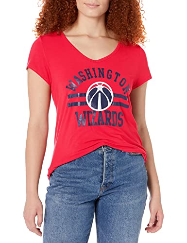 Ultra Game NBA Washington Wizards Womens Box Out Varsity Stripe Tee Shirt, Team Color, Large