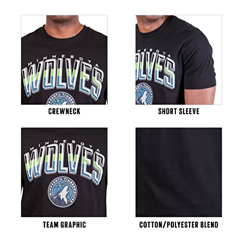 Ultra Game -NBA Minnesota Timberwolves Mens Arched Plexi Short Sleeve Tee Shirt, Black, Medium
