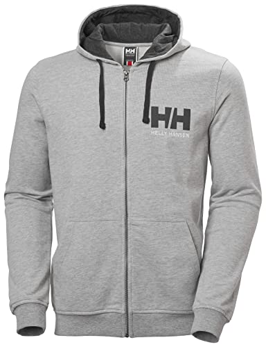 Helly Hansen Men's Standard HH Logo Full Zip Hoodie, 949 Grey Melange, Medium