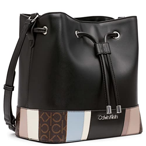 Calvin Klein Gabrianna Novelty Bucket Shoulder Bag, Black Multi Pieced