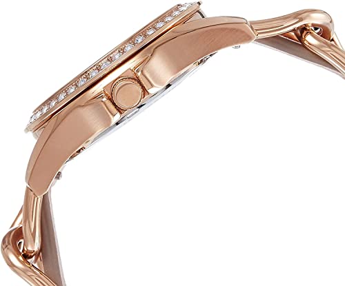 Fossil Women's Riley Quartz Stainless Steel and Leather Multifunction Watch, Color: Rose Gold, Sand (Model: ES3466)