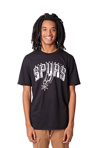 Ultra Game -NBA San Antonio Spurs Mens Arched Plexi Short Sleeve Tee Shirt, Black, Large