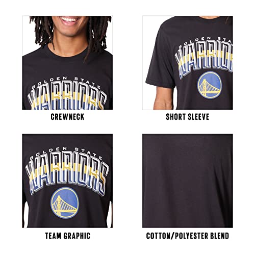 Ultra Game -NBA Golden State Warriors Mens Arched Plexi Short Sleeve Tee Shirt, Black, X-Large