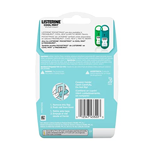 Listerine Cool Mint PocketPaks Portable Breath Strips for Bad Breath, Fresh Breath Strips Dissolve Instantly to Kill 99% of Bad Breath Germs* On-the-Go, Cool Mint, 24-Strip Pack, 3 Pack