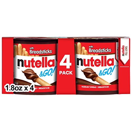 Nutella and GO! Hazelnut and Cocoa Spread with Breadsticks, Snack Pack, 1.9 oz each, 4 Pack