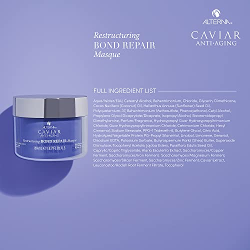 Alterna Caviar Anti-Aging Restructuring Bond Repair Masque, 5.7 Ounce | Strengthens and Protects Damaged Hair , 5.68 Fl Oz (Pack of 1)