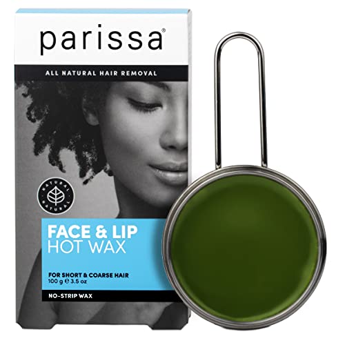 Parissa No-Strip Face and Lip Hot Wax Kit for Short and Coarse Hair Removal At-Home Waxing Kit on Face, Chin, and Upper Lip, Blue