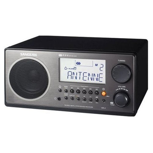 Sangean WR-2 AM / FM-RBDS Wooden Cabinet Digital Tuning Radio (Black)
