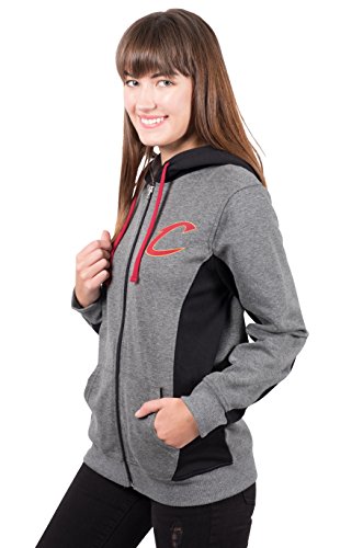 NBA Cleveland Cavaliers Women's Full Zip Hoodie Sweatshirt Jacket Dime, Large, Charcoal