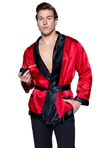 Leg Avenue Men's 2 Piece Bachelor Cigarette Smoke Jacket And Pipe Costume, Red/Black, One Size