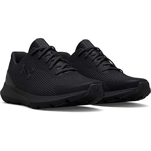 Under Armour Men's Surge 3 Road Running Shoe, Black (002)/Black, 9
