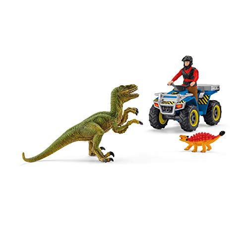 Schleich Dinosaurs, Dinosaur Toy Set for Boys and Girls, Quad Escape from Velociraptor Set with ATV Truck, Ages 4+