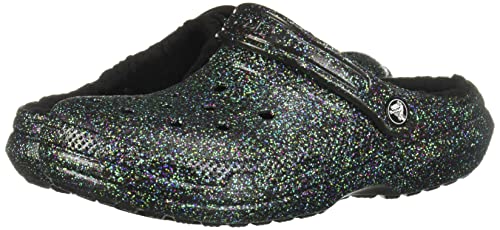 Crocs unisex adult Men's and Women's Classic Lined | Fuzzy Slippers Clog, Starry Skies Glitter, 7 Women 5 Men US