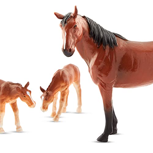 Terra by Battat - Quarter Horse Family - Miniature Toy Horse Family Figurines for Kids 3-Years-Old and Up (4 Pc)