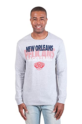 Ultra Game NBA New Orleans Pelicans Mens Supreme Long Sleeve Pullover Tee Shirt, Heather Gray, Large