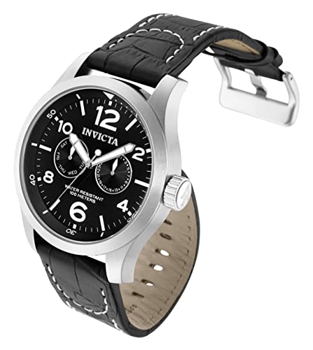 Invicta Men's 0764 I-Force Stainless Steel Watch with Black Leather Band