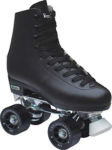 Chicago Men's Premium Leather Lined Rink Roller Skate - Classic Black Quad Skates - Size 11