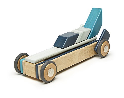 42 Piece Tegu Magnetic Wooden Block Set, Blues, 1-99 years old