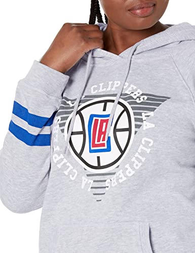 Ultra Game NBA Los Angeles Clippers Womens Soft Fleece Pullover Hoodie Sweatshirt With Varsity Stripe, Heather Gray, Small