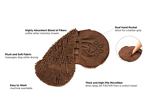 Dog Gone Smart Shammy Dog Towels For Drying Dogs - Heavy Duty Soft Microfiber Bath Towel - Super Absorbent, Quick Drying, and Machine Washable - Must Have Dog and Cat Bathing Supplies | Brown 13x31'