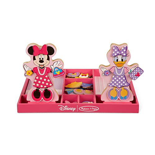 Melissa and Doug Disney Minnie Mouse and Daisy Duck Magnetic Dress-Up Wooden Doll Pretend Play Set (40+ pcs) - Toys, Dress Up Dolls For Preschoolers And Kids Ages 3+