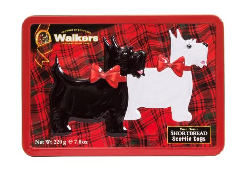 Walker's Shortbread Scottie Dog Shaped Cookies, Pure Butter Shortbread Cookies, 7.8 Oz Gift Tin