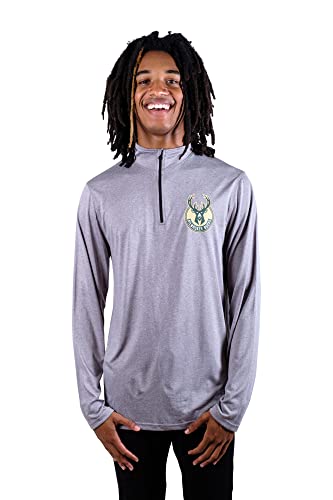 Ultra Game NBA Men's Quarter Zip Long Sleeve Pullover T-Shirt