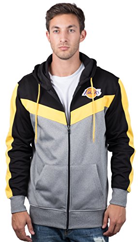 Ultra Game NBA Los Angeles Lakers Mens Soft Fleece Full Zip Jacket Hoodie, Team Color, Large