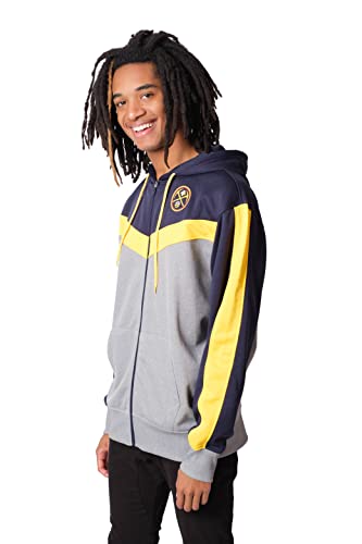 Ultra Game NBA Denver Nuggets Mens Soft Fleece Full Zip Jacket Hoodie, Team Color, Small