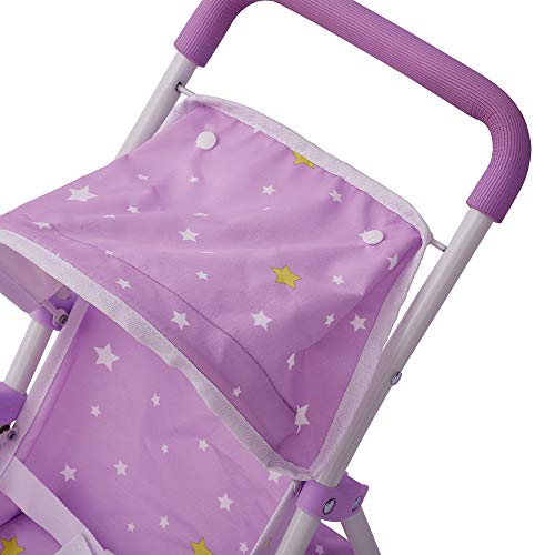 Olivia's Little World - Twinkle Stars Princess Baby Doll Jogging Stroller, fits Dolls up to 18 inches, Purple/White