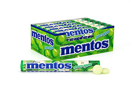 Mentos Chewy Mint Candy Roll, Green Apple, Bulk, Party, Non Melting, 1.32 ounce/14 Pieces (Pack of 15)