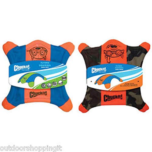 Chuckit! Flying Squirrel Spinning Dog Toy, Large (Orange/Blue), Multi Colored, for Medium breeds