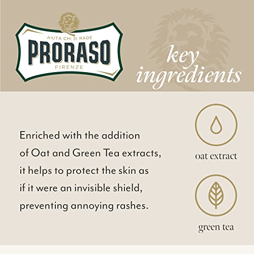 Proraso Shaving Cream for Men, Sensitive Skin Formula with Green Tea and Oatmeal, 5.2 Oz