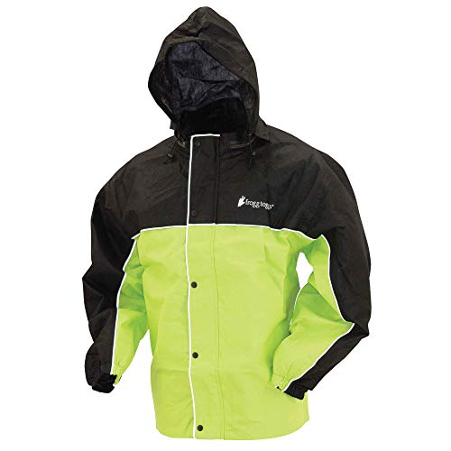 Frogg Toggs Road Toad Reflective Waterproof Rain Jacket, Hivis Green/Black, Medium
